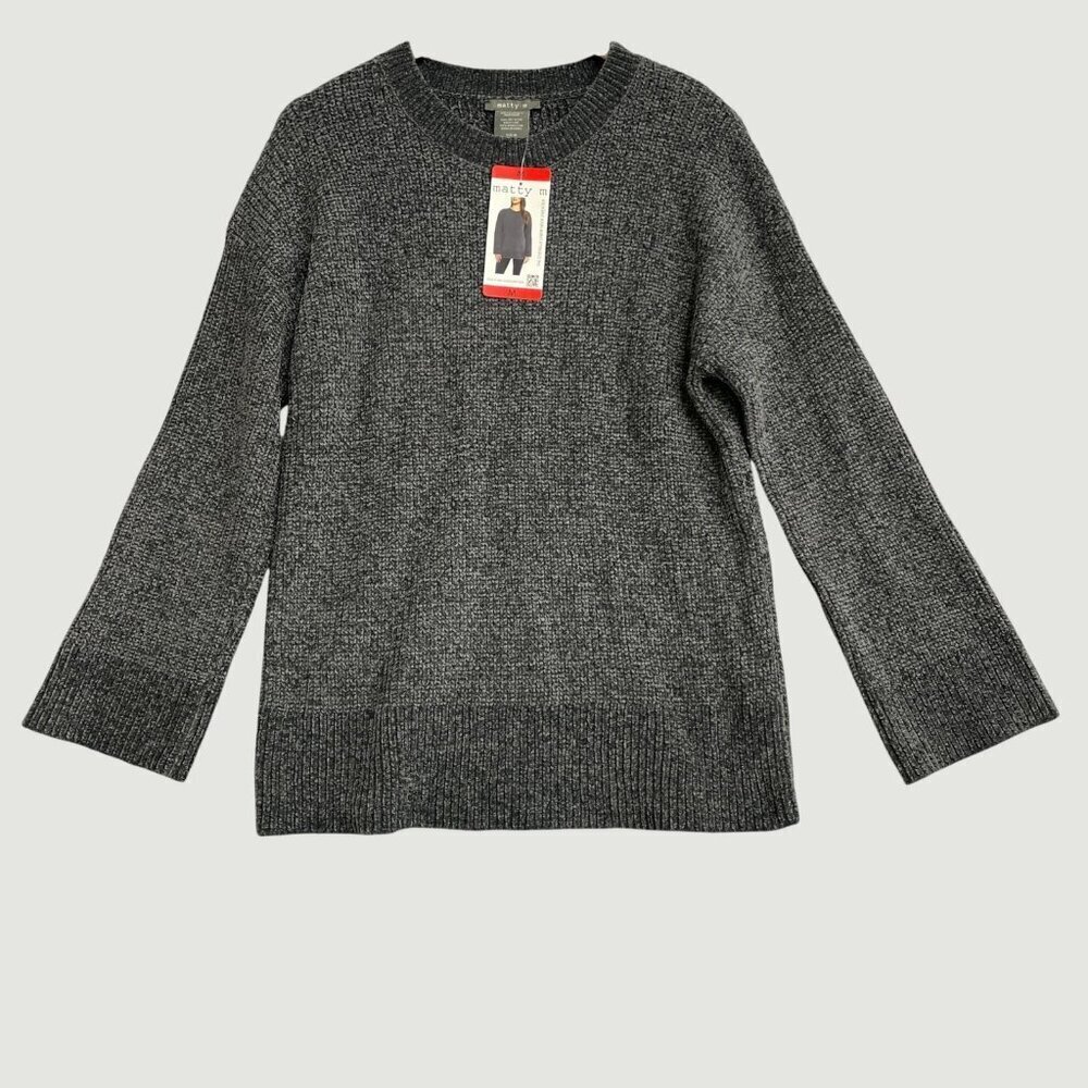 Matty M  The Chenille Crew Neck Sweater Gray Size M M0228